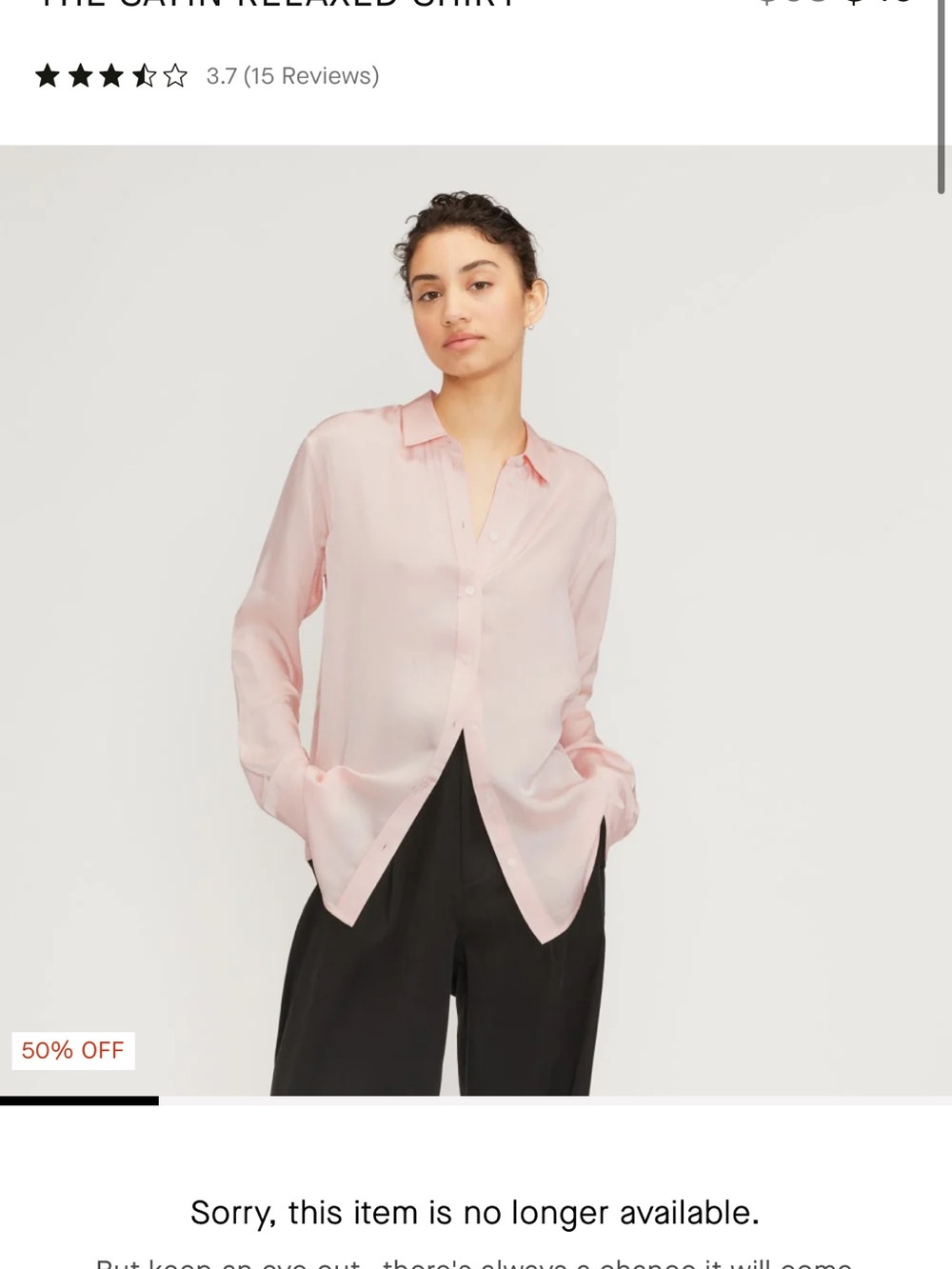 Relaxed Pink Satin Button-Down Shirt from Everlane, size 4